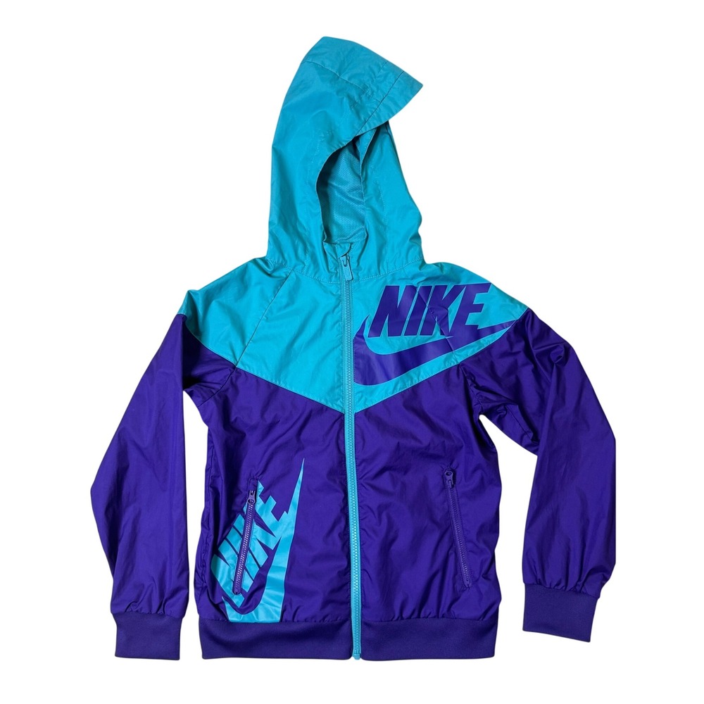 Nike Kids Windrunner Windbreaker Jacket Teal Purple Colorblock 940370-548 Size S